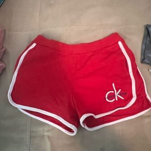red calvin klein shorts